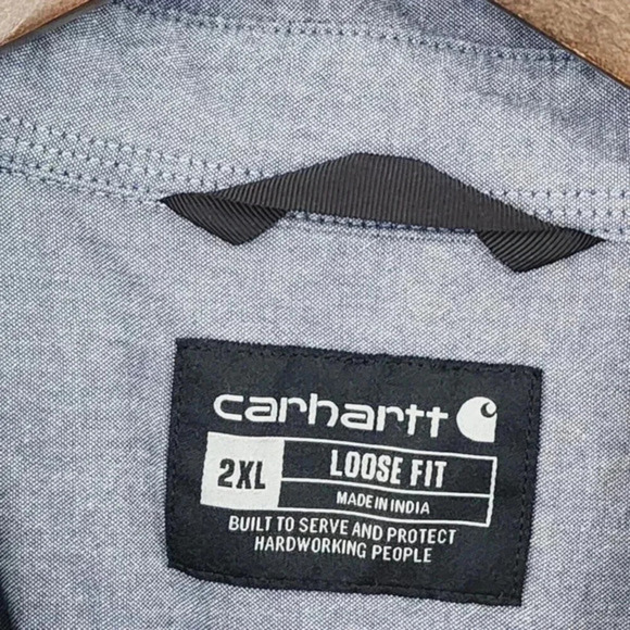 Carhartt Blue Short Sleeve Button-Up Shirt 2XL Loose Fit Men's 12CT - Picture 4 of 7